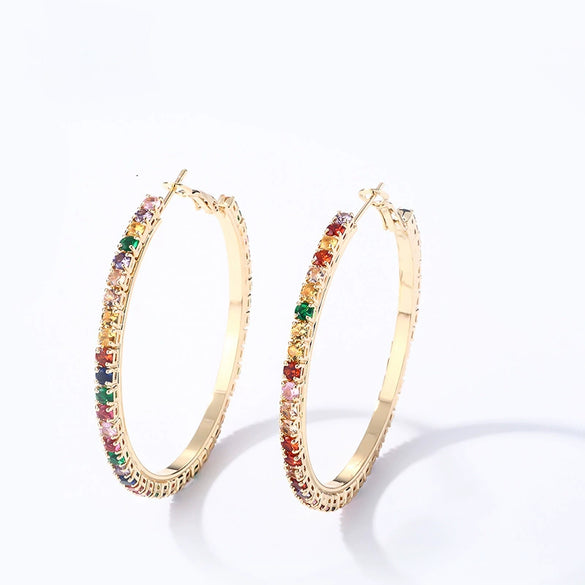 Wholesale Women's Simple Geometric Copper Earrings With Zircon Inlay