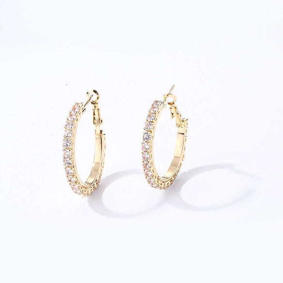 Wholesale Women's Simple Geometric Copper Earrings With Zircon Inlay