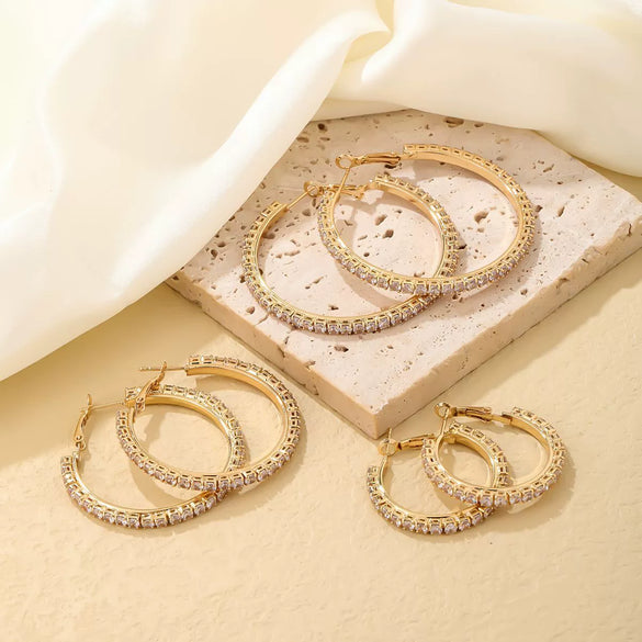 Wholesale Women's Simple Geometric Copper Earrings With Zircon Inlay