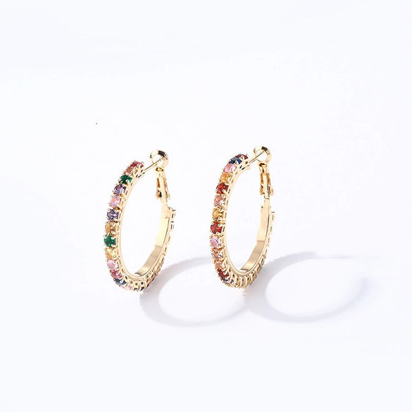 Wholesale Women's Simple Geometric Copper Earrings With Zircon Inlay