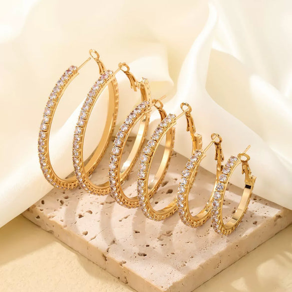 Wholesale Women's Simple Geometric Copper Earrings With Zircon Inlay