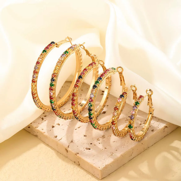 Wholesale Women's Simple Geometric Copper Earrings With Zircon Inlay