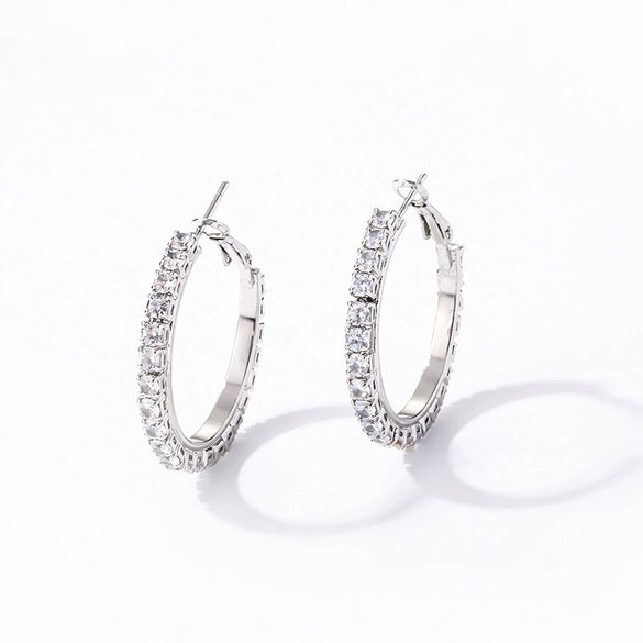 Wholesale Women's Simple Geometric Copper Earrings With Zircon Inlay