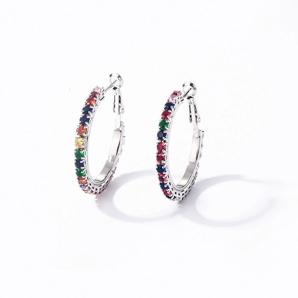 Wholesale Women's Simple Geometric Copper Earrings With Zircon Inlay