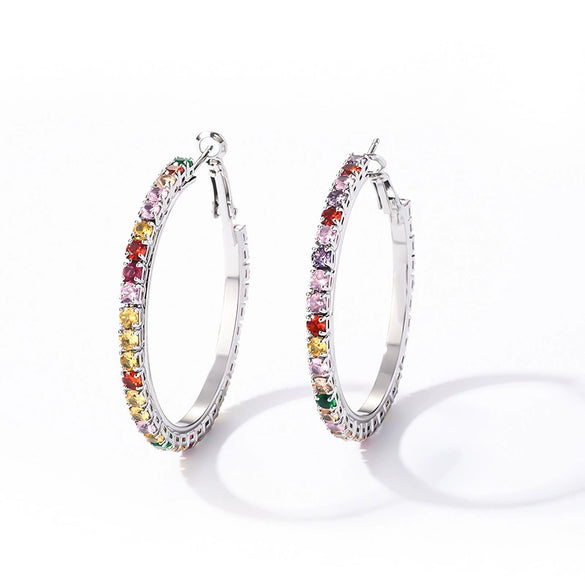 Wholesale Women's Simple Geometric Copper Earrings With Zircon Inlay