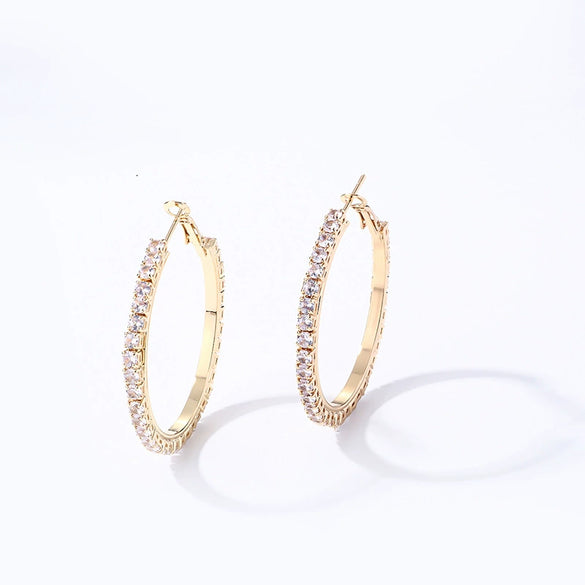 Wholesale Women's Simple Geometric Copper Earrings With Zircon Inlay