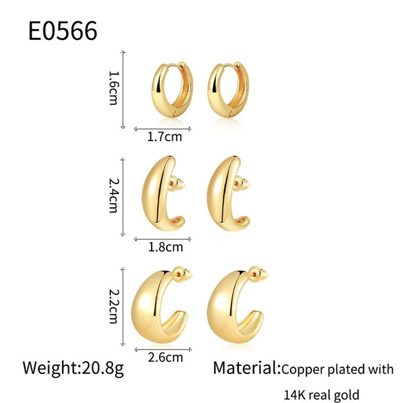 Wholesale Women's Simple Geometric Copper Hoop Earrings With Electroplating