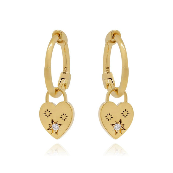 Wholesale Women's Simple Geometric Copper Inlaid Zircon Heart And Star Pattern Earrings And Ear Bone Clips
