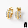 Wholesale Women's Simple Geometric Copper 18K Gold Plated Inlaid Zircon Earrings