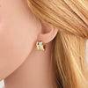 Wholesale Women's Simple Geometric Copper 18K Gold Plated Inlaid Zircon Earrings