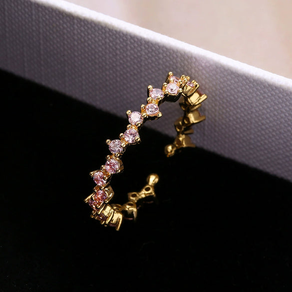Wholesale Women's Simple Geometric Copper 18K Gold Plated Zircon Ring With Micro Inlay