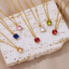Wholesale Women's Simple Geometric Copper Necklace With Microinlaid Color Zircon And Electroplating