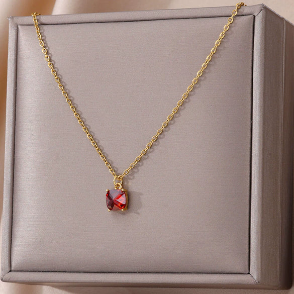 Wholesale Women's Simple Geometric Copper Necklace With Microinlaid Color Zircon And Electroplating