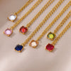 Wholesale Women's Simple Geometric Copper Necklace With Microinlaid Color Zircon And Electroplating