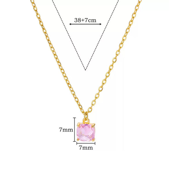 Wholesale Women's Simple Geometric Copper Necklace With Microinlaid Color Zircon And Electroplating