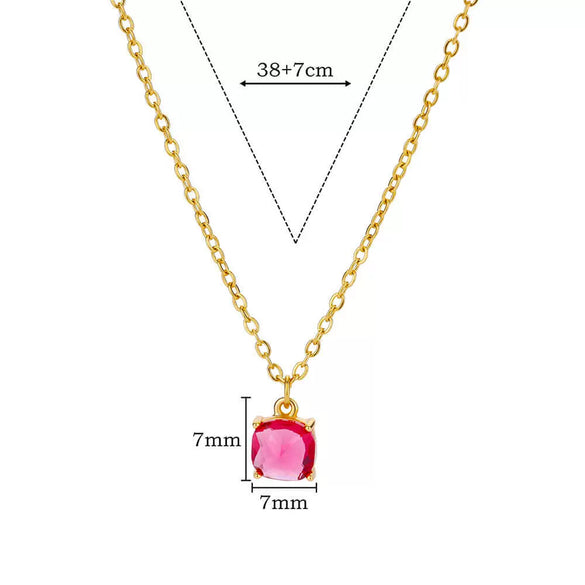 Wholesale Women's Simple Geometric Copper Necklace With Microinlaid Color Zircon And Electroplating