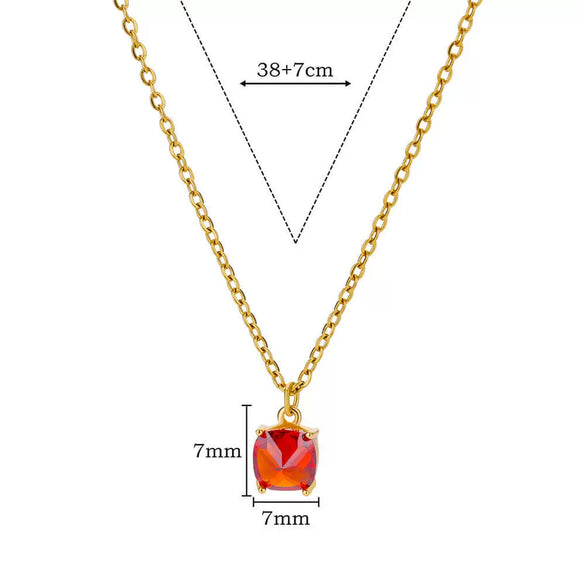 Wholesale Women's Simple Geometric Copper Necklace With Microinlaid Color Zircon And Electroplating