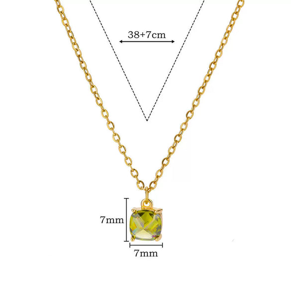 Wholesale Women's Simple Geometric Copper Necklace With Microinlaid Color Zircon And Electroplating