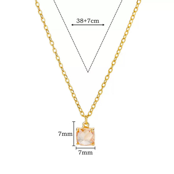 Wholesale Women's Simple Geometric Copper Necklace With Microinlaid Color Zircon And Electroplating