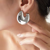 Wholesale Women's Simple Geometric Cshaped 18K Gold Plated Titanium Steel Earrings