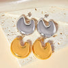 Wholesale Women's Simple Geometric Cshaped 18K Gold Plated Titanium Steel Earrings