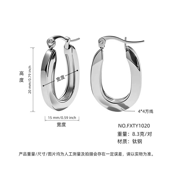 Wholesale Women's Simple Geometric Cshaped Titanium Steel Electroplated Earrings