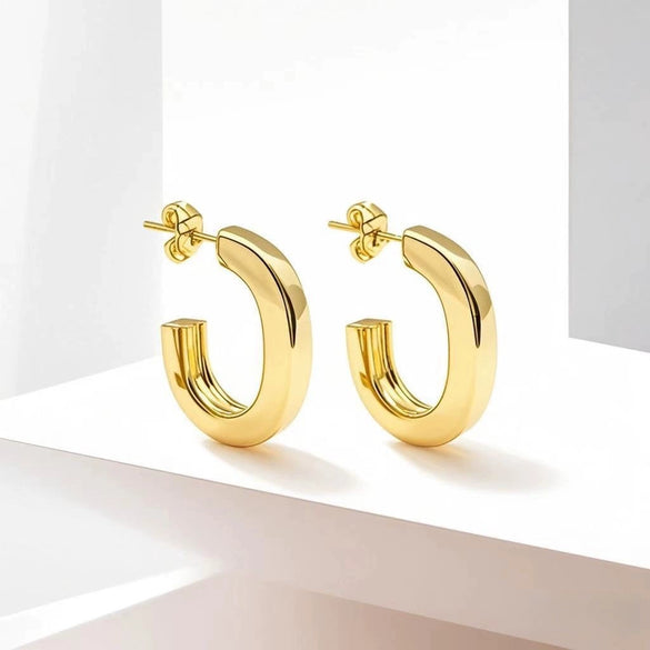 Wholesale Women's Simple Geometric Cshaped Titanium Steel Electroplated Earrings