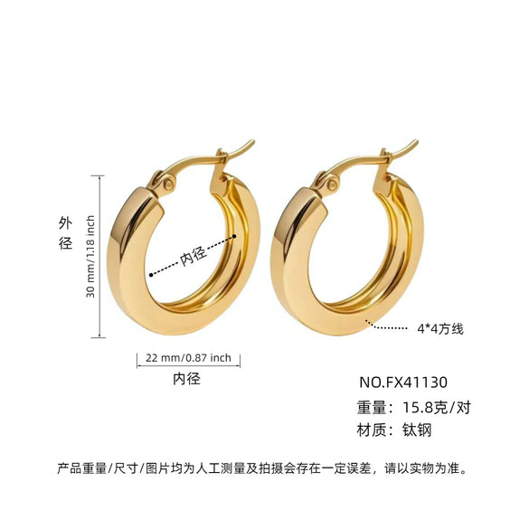 Wholesale Women's Simple Geometric Cshaped Titanium Steel Electroplated Earrings