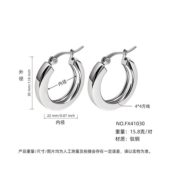 Wholesale Women's Simple Geometric Cshaped Titanium Steel Electroplated Earrings