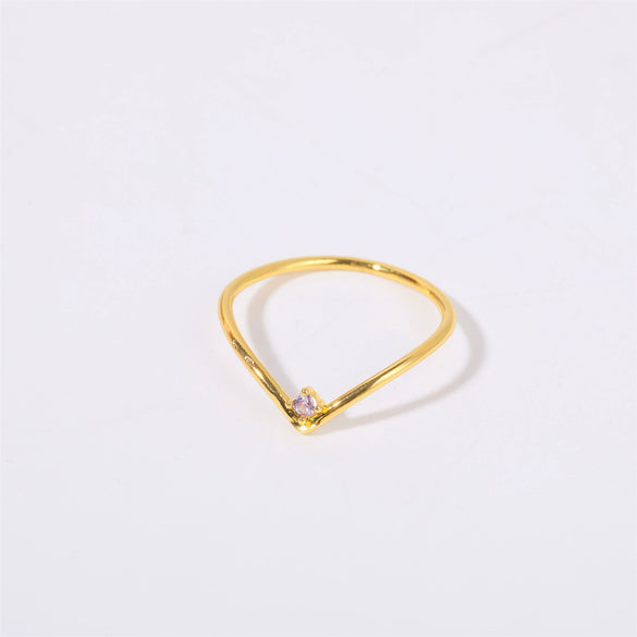 Wholesale Women's Simple Geometric Diamond Design Titanium Steel Ring With Furnace Vacuum Plating