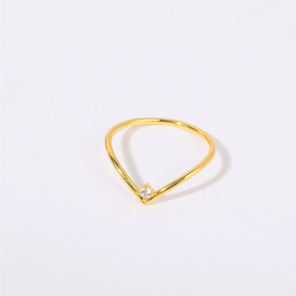 Wholesale Women's Simple Geometric Diamond Design Titanium Steel Ring With Furnace Vacuum Plating