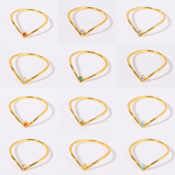 Wholesale Women's Simple Geometric Diamond Design Titanium Steel Ring With Furnace Vacuum Plating