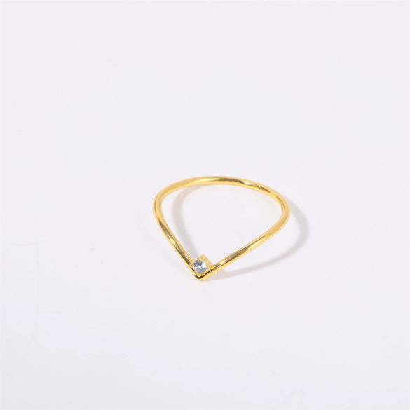 Wholesale Women's Simple Geometric Diamond Design Titanium Steel Ring With Furnace Vacuum Plating