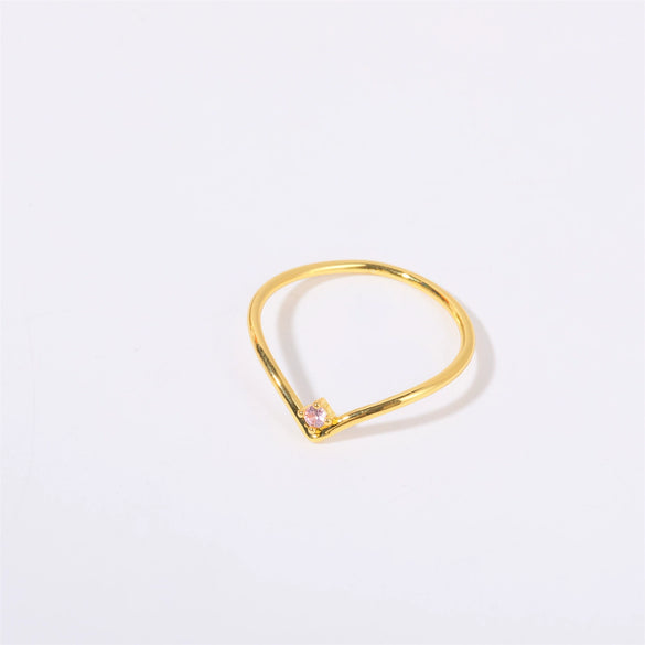 Wholesale Women's Simple Geometric Diamond Design Titanium Steel Ring With Furnace Vacuum Plating