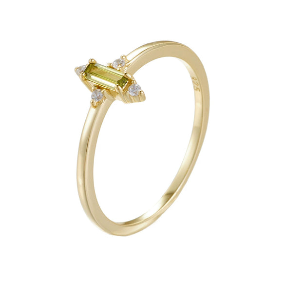 Wholesale Women's Simple Geometric Diamond S925 Sterling Silver Square Olive Green Zircon Ring Bracelet