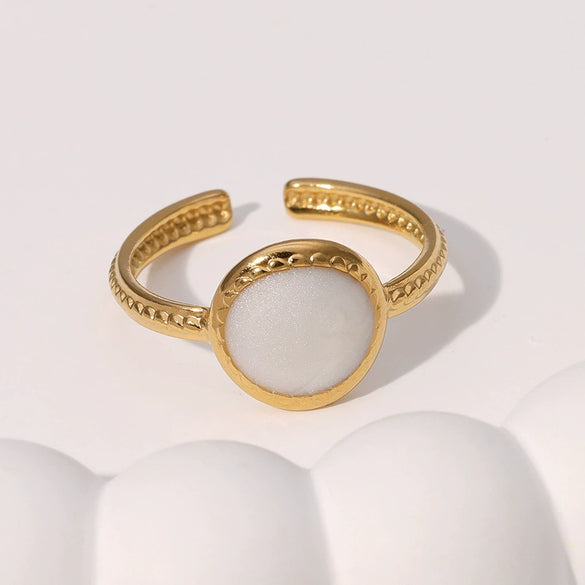 Wholesale Women's Simple Geometric Drop Oil Ring High Grade Stainless Steel Gold Plated Ring