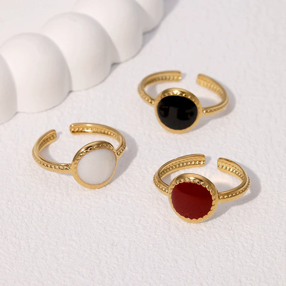 Wholesale Women's Simple Geometric Drop Oil Ring High Grade Stainless Steel Gold Plated Ring