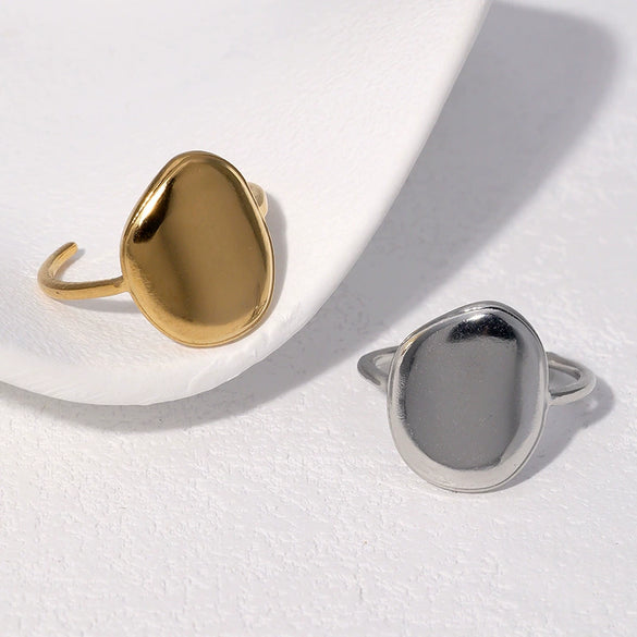 Wholesale Women's Simple Geometric Electroplated Stainless Steel Open Ring Hand Jewelry