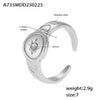 Wholesale Women's Simple Geometric Ferris Wheel Stainless Steel Inlaid Zircon Opening Ring 18K Gold Plated