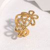 Wholesale Women's Simple Geometric Flower Electroplated Stainless Steel Open Rings Jewelry