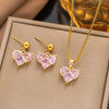 Wholesale Women's Simple Geometric Fruit Pattern Copper Inlaid With Zircon Electroplated Accessories Set Including Necklaces Earrings And Bracelets