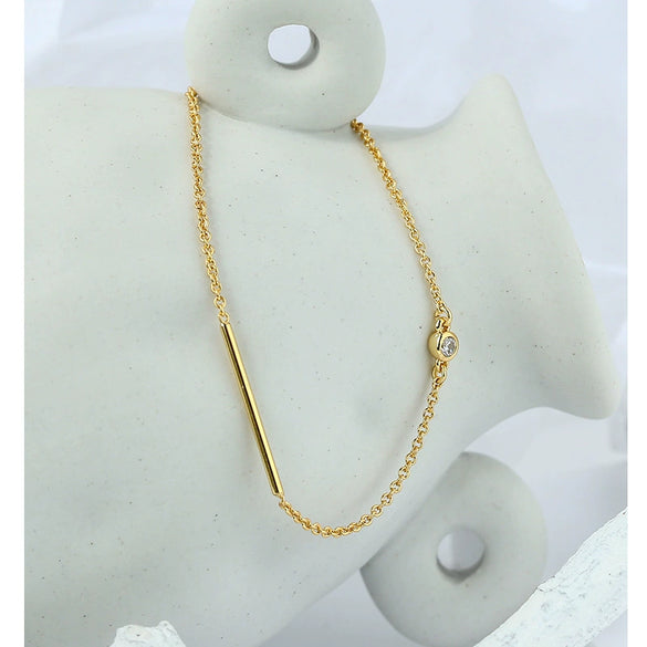 Wholesale Women's Simple Geometric Gold Plated Copper Diamond Encrusted Bracelet Jewelry