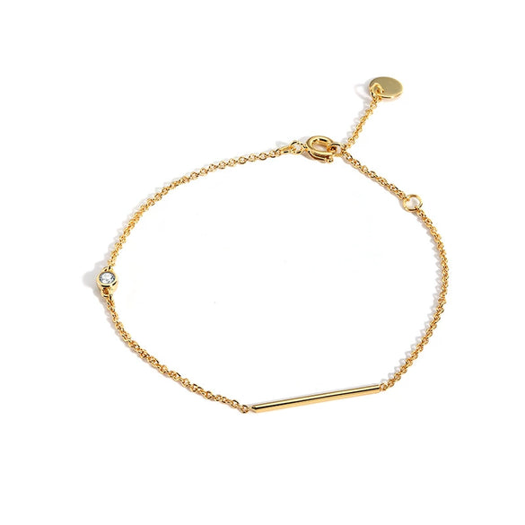 Wholesale Women's Simple Geometric Gold Plated Copper Diamond Encrusted Bracelet Jewelry