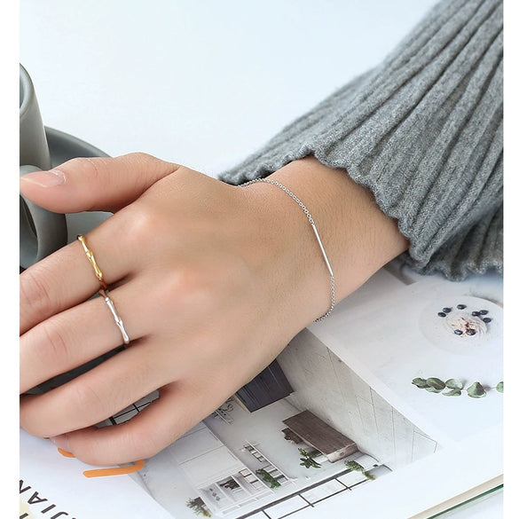 Wholesale Women's Simple Geometric Gold Plated Copper Diamond Encrusted Bracelet Jewelry