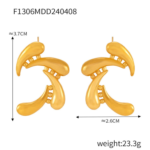 Wholesale Women's Simple Geometric Goldplated Titanium Steel Shell Beads Earrings With Imitation Pearl Casting Design