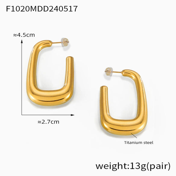 Wholesale Women's Simple Geometric Goldplated Titanium Steel Ushaped Oval Hollow Earrings