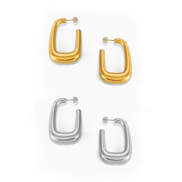 Wholesale Women's Simple Geometric Goldplated Titanium Steel Ushaped Oval Hollow Earrings