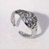 Wholesale Women's Simple Geometric Hammer Pattern Stainless Steel Open Ring With 18K Gold Electroplating