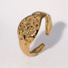 Wholesale Women's Simple Geometric Hammer Pattern Stainless Steel Open Ring With 18K Gold Electroplating
