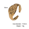 Wholesale Women's Simple Geometric Hammer Pattern Stainless Steel Open Ring With 18K Gold Electroplating